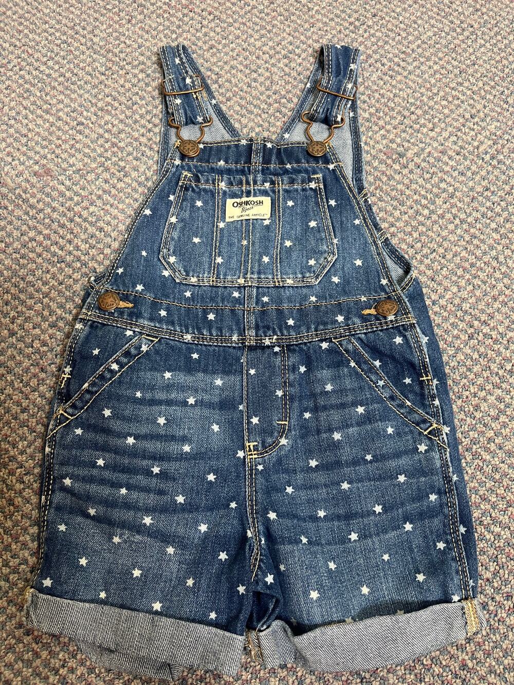 Oshkosh Vestback Denim Star Shortalls Toddler size 2T